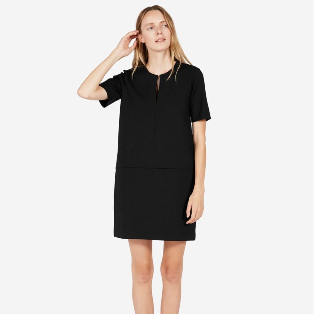 Everlane The Ponte Short-Sleeve Dress in Black M